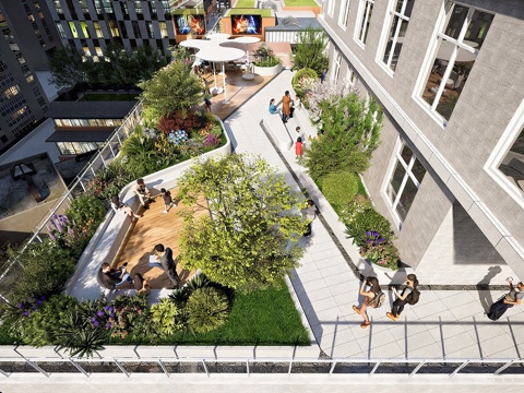  现代办公景观 屋顶花园 庭院花园su模型 