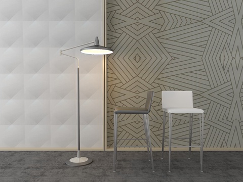 现代吧台椅子 台椅 金属落地灯3d模型