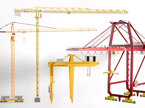 现代塔吊 起重机 工程机械su模型