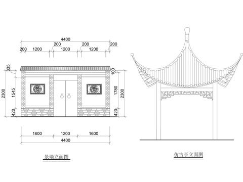  仿古亭cad施工图 