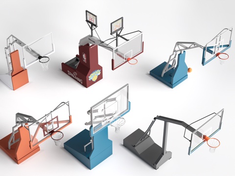 现代篮球架 篮球框su模型