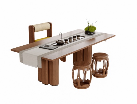  现代茶桌椅 凳子3d模型 