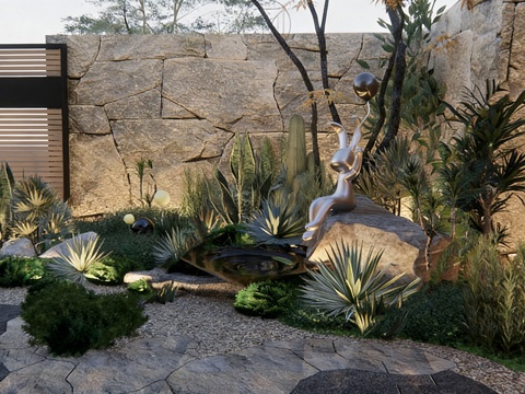  现代屋顶花园 庭院景观 室内花园su模型 