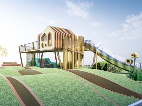 现代儿童游乐器材 儿童滑梯 儿童设施su模型