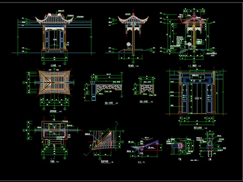 中式庭院门头牌楼大门详图cadcad施工图