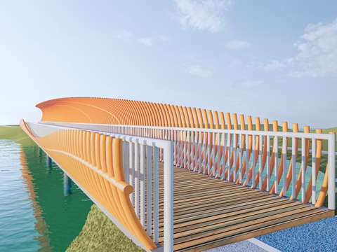 现代景观桥 公园桥 异形桥su模型