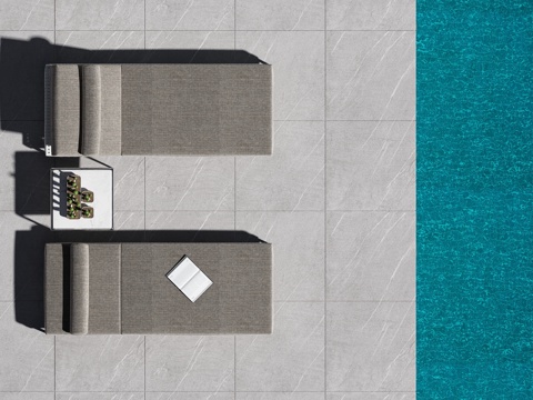 户外躺椅 泳池 盆景3d模型