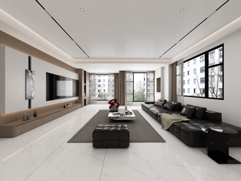  现代客厅3d模型 