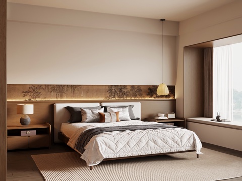 新中式卧室 宋氏风卧室su模型