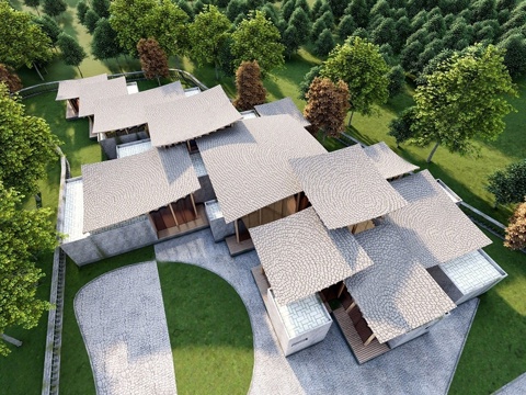  现代风格民宿建筑su模型 