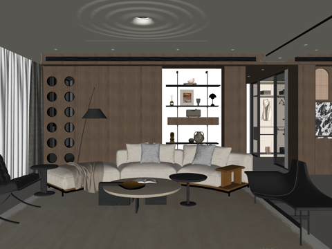 衣帽间 门窗 阳台 客餐厅 厨房 家装su模型