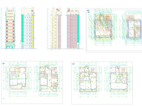  高层写字楼住宅公寓建筑平面图立面图纸cad施工图 