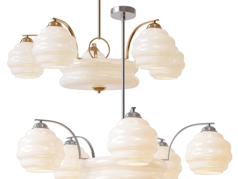  现代法式吊灯 金属吊灯 多头吊灯 奶油风吊灯 客厅吊灯 卧3d模型 