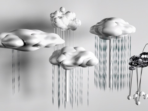 现代云朵雕塑 云朵装置艺术 户外云朵构筑物su模型