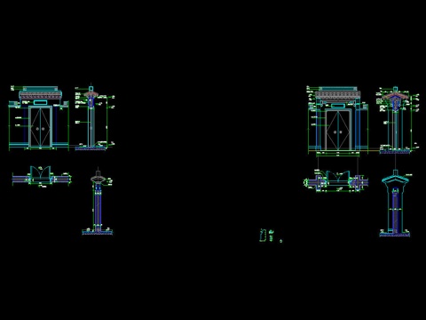 中式庭院门头牌楼大门详图cadcad施工图