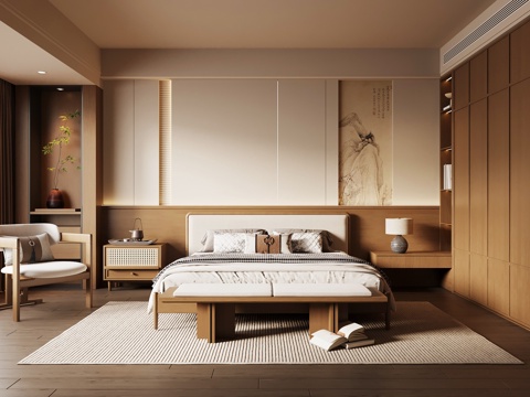 新中式卧室 宋氏风卧室su模型