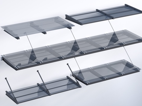 现代玻璃雨棚 钢构雨棚 玻璃雨打 阳光棚su模型