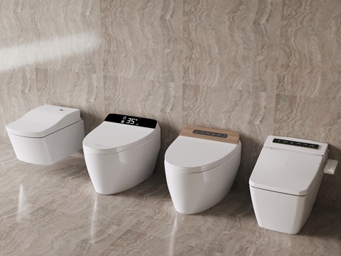 现代智能马桶 坐便器 坐厕 壁挂马桶su模型