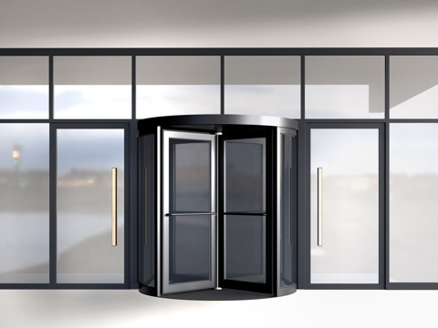 现代旋转门 酒店旋转门 大堂旋转门 商场感应门su模型