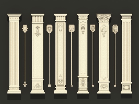 中国结 吊花  欧式柱子su模型