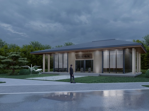 中式书屋 极简书屋 书屋 户外书屋 书吧 图书馆 阅览室su模型