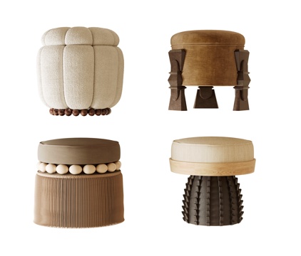  中古风沙发凳su模型 