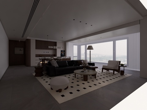 客餐厅 衣帽间 厨房 门窗 家装 阳台su模型