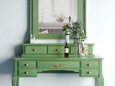 复古梳妆台摆件组合3d模型