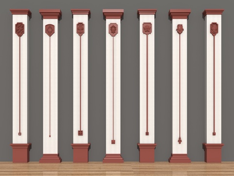 中国结  吊花  中式柱子su模型