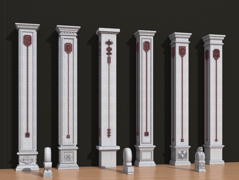 中国结  吊花 欧式柱子su模型