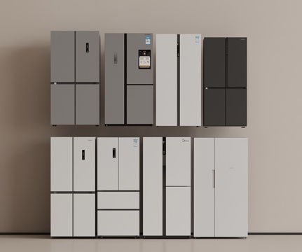 现代冰箱 智能冰箱 双门冰箱 三门冰箱 十字门冰箱3d模型