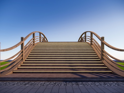 现代木拱桥 景观桥 公园小桥su模型