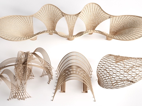 现代景观构筑物 景观构架 景观廊架 景观装置su模型