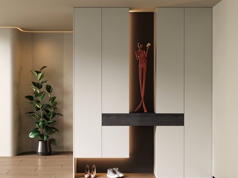 现代入户鞋柜 玄关隔断柜su模型