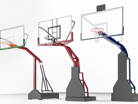 现代篮球架 篮球框su模型