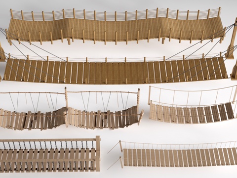 现代景观吊桥 景区吊桥 木栈桥su模型