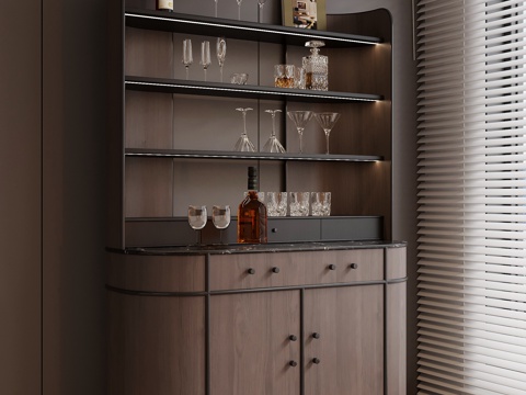 现代意式酒柜 备餐柜su模型