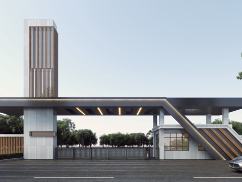 现代大门  门卫3d模型