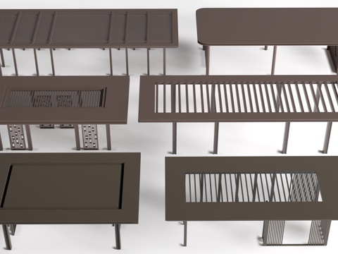 新中式景观廊架 景观凉亭 钢结构休息亭su模型