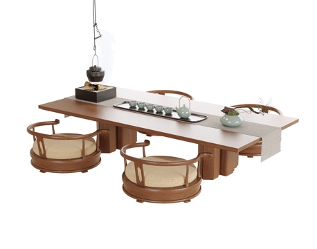 现代榻榻米茶桌椅su模型