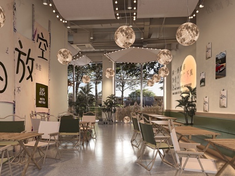  工业风餐饮店 烧烤店 烤肉店 火锅店su模型 