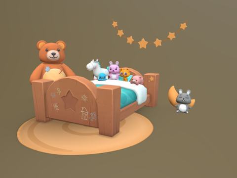 手绘儿童卧室su模型