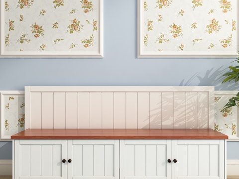 田园卡座 沙发 地毯 绿植模型3d模型