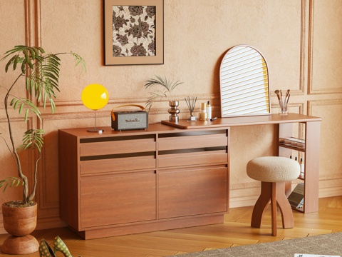 梳妆台 梳妆柜 化妆柜 化妆品 书桌 边柜 储物柜 摆3d模型