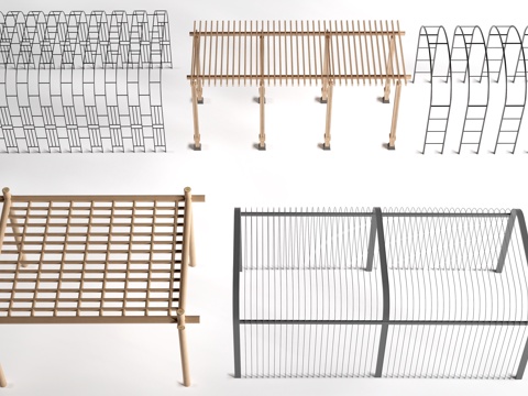 现代景观花架 葡萄架 廊架 绿植爬架su模型