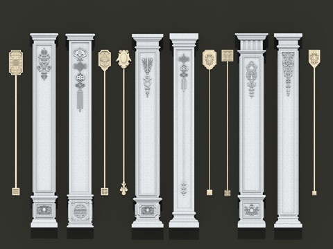 中国结 欧式柱子 吊花su模型su模型