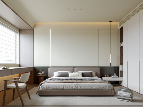 现代意式卧室su模型