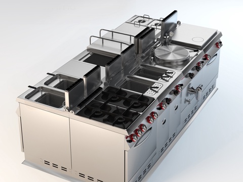  现代酒店厨房用品3d模型 