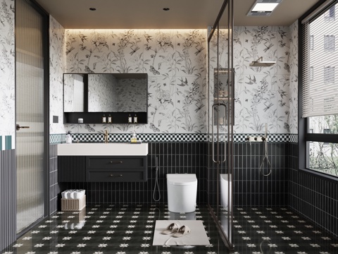 法式复古卫生间su模型