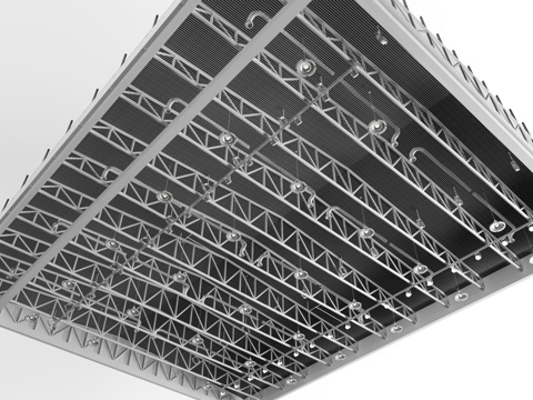  现代体育馆顶棚结构 体育馆钢结构顶棚 钢结构组合屋顶su模型 